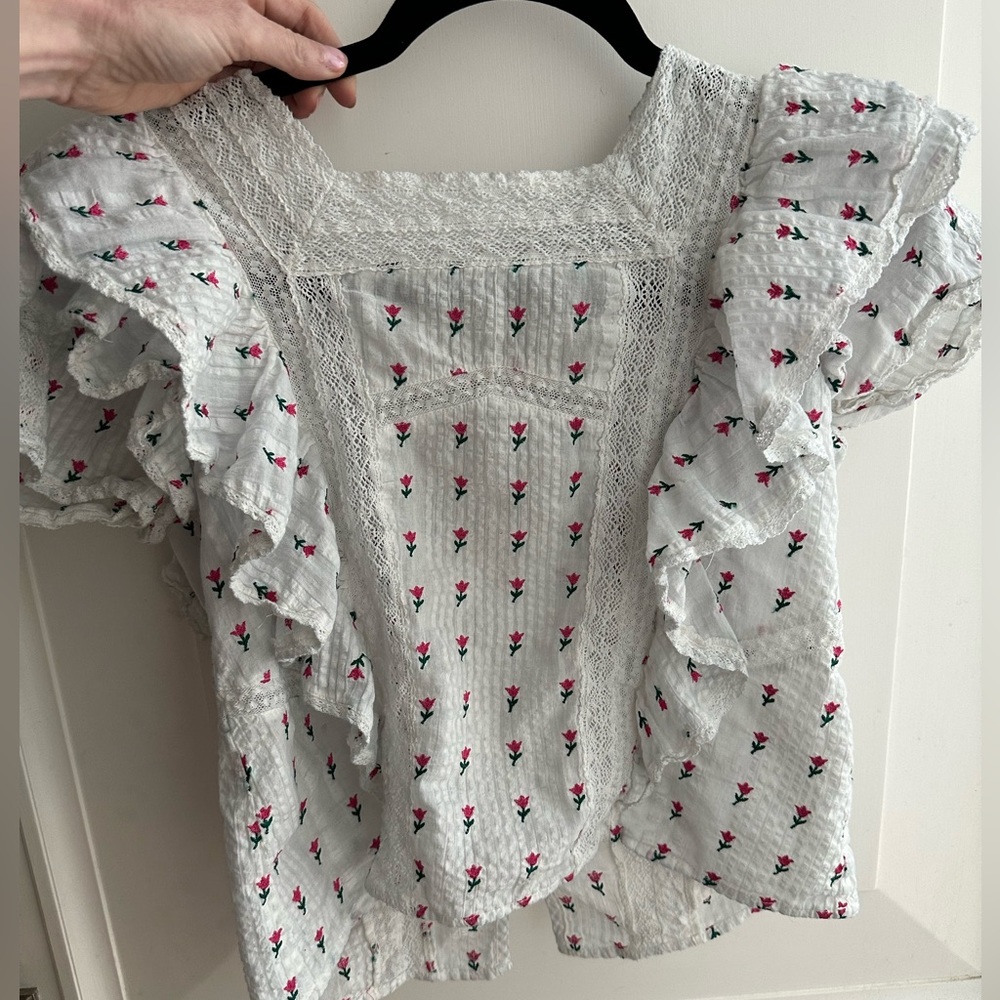 Love shack fancy blouse rose bud xs P